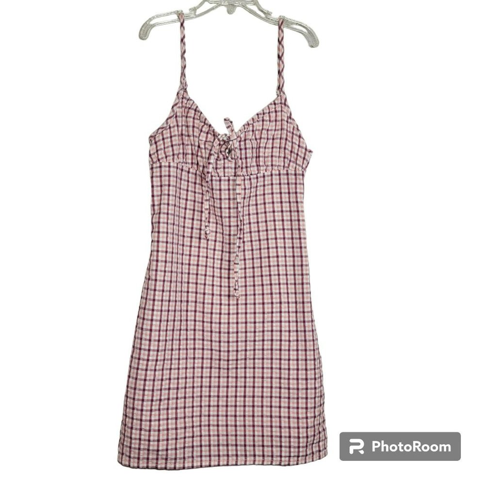Sky & Sparrow Dress, Girls XXS Sundress / Jumper, Red & Pink Check, Cotton, GUC